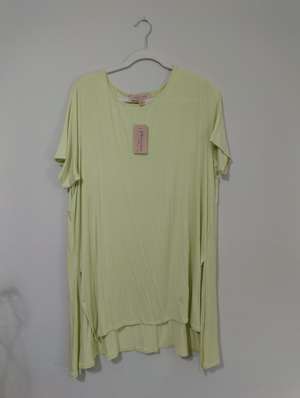 Philosophy Woman Lime Green Tunic Top 1X NWT Soft Stretch Hi Low